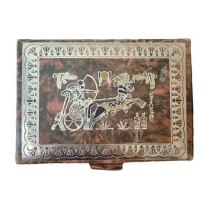 Vintage Egyptian Camel Leather Carillon Yverdon Switzerland Music Box